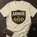 Armor of God Christian t-shirt in Natural — Ephesians 6:11
