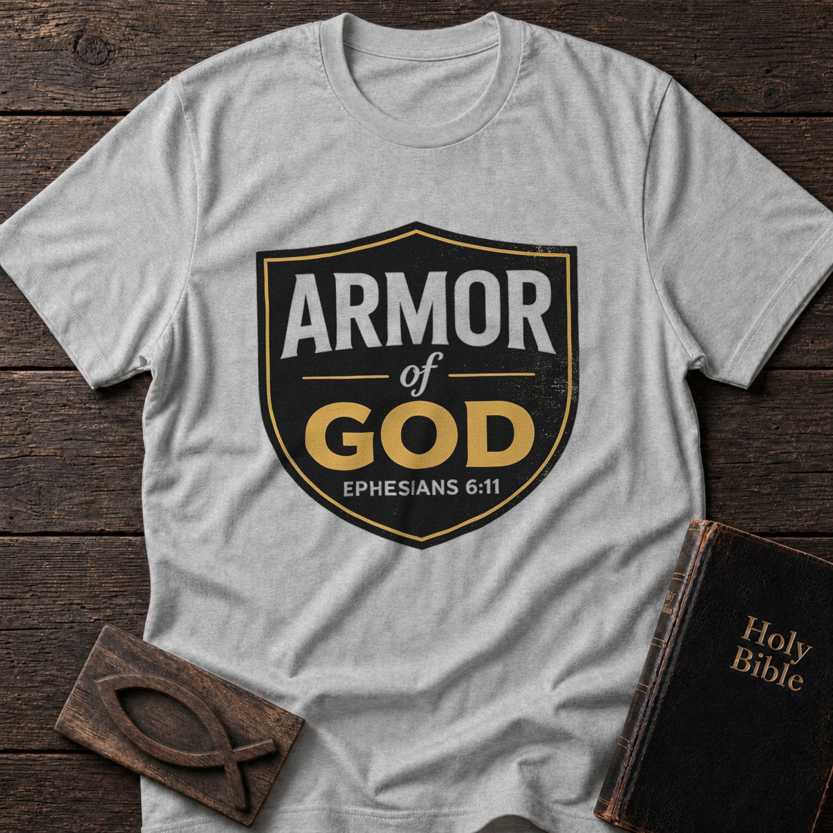 Armor of God Christian t-shirt in Sport Grey — Ephesians 6:11