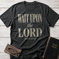 Wait Upon the Lord Christian t-shirt in Dark Heather — Isaiah 40:31