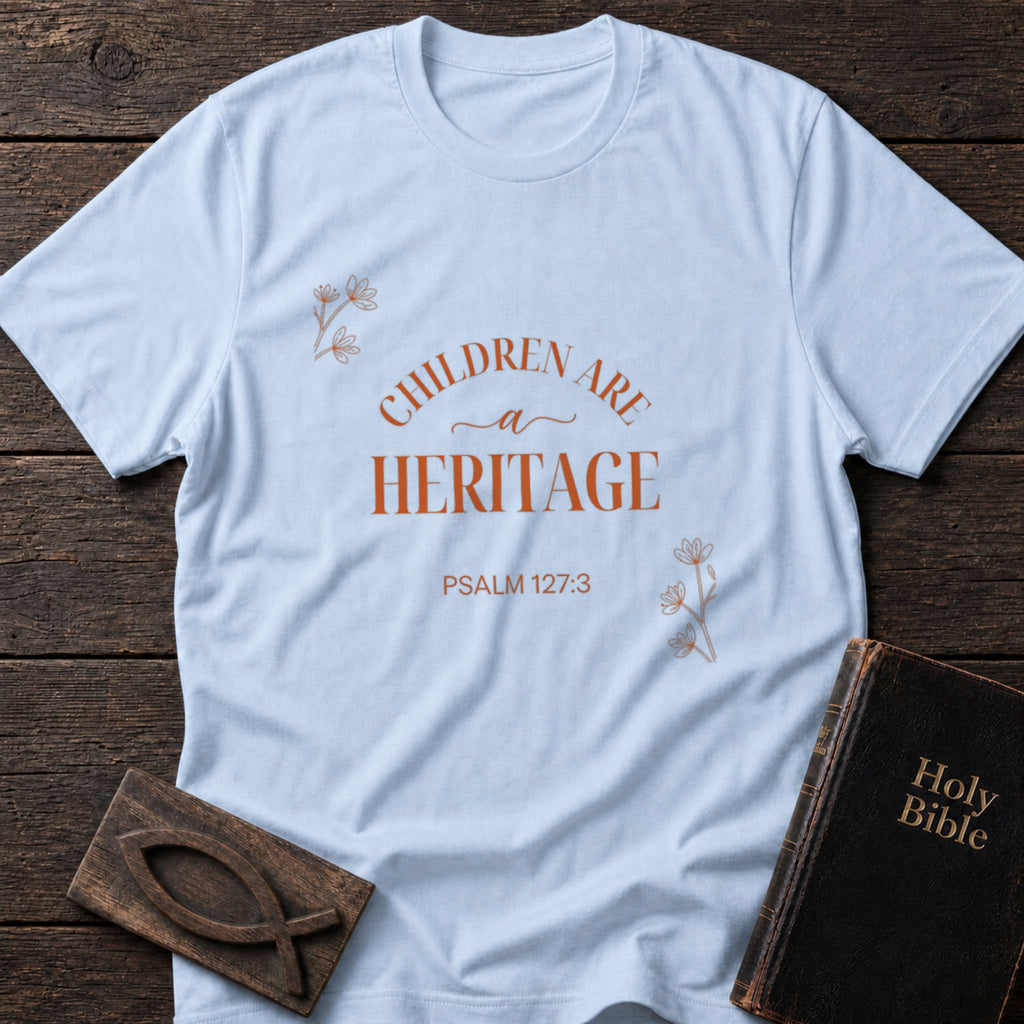 Children Are a Heritage Christian t-shirt in Light Blue — Psalm 127:3