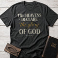 The Heavens Declare the Glory of God Christian t-shirt in Dark Heather — Psalm 19:1