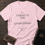 Christ Is the Cornerstone Christian t-shirt in Light Pink — Ephesians 2:20