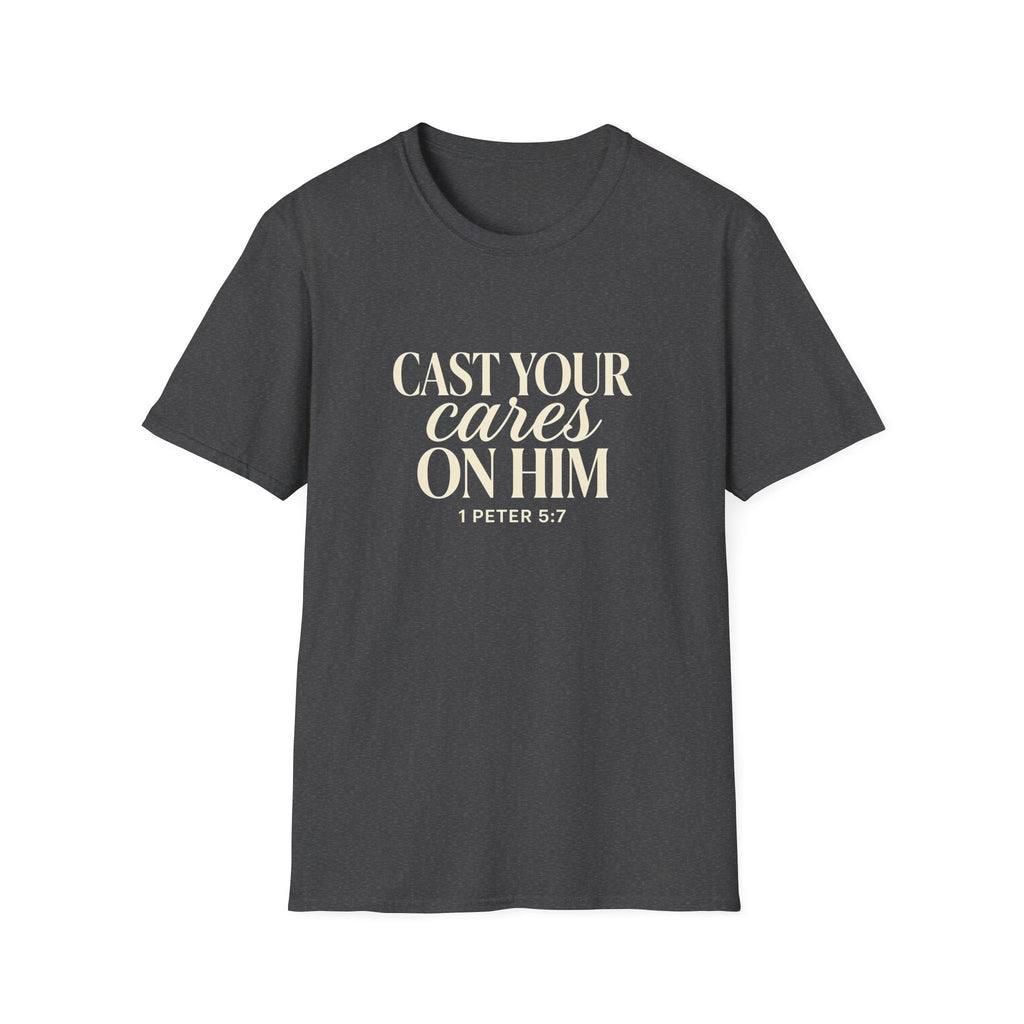 Cast Your Cares on Him — Classic Shirt | 1 Peter 5:7 Christian Apparel