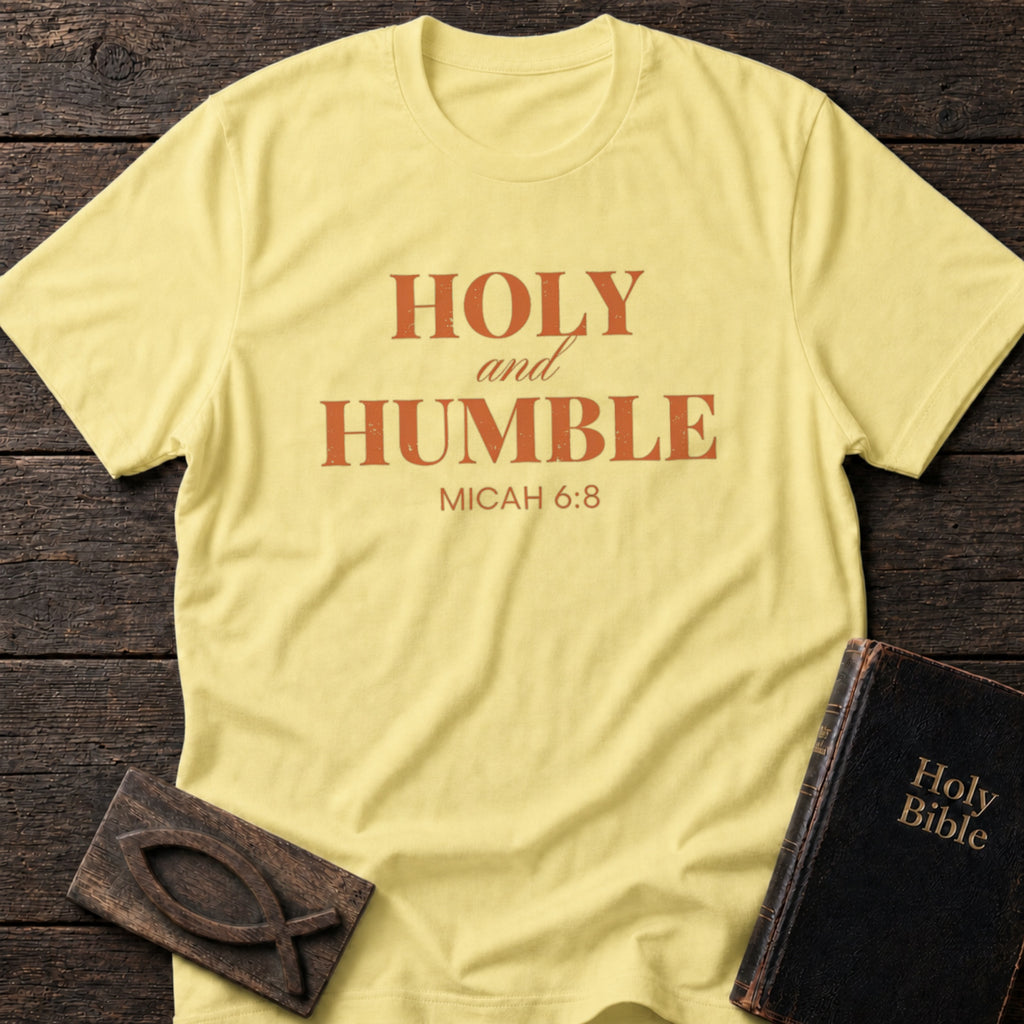 Holy and Humble Christian t-shirt in Cornsilk — Micah 6:8