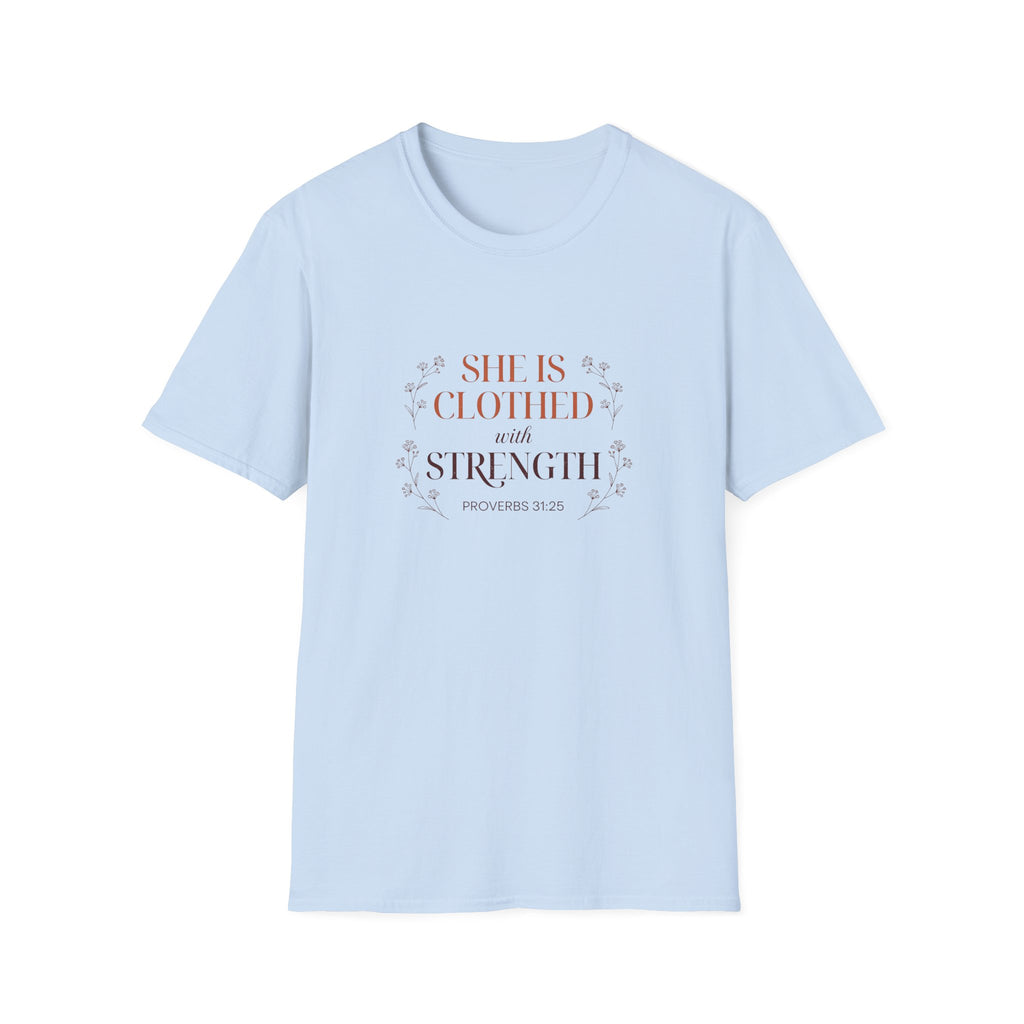 She Is Clothed With Strength — Classic Shirt | Proverbs 31:25 Women's Christian Apparel