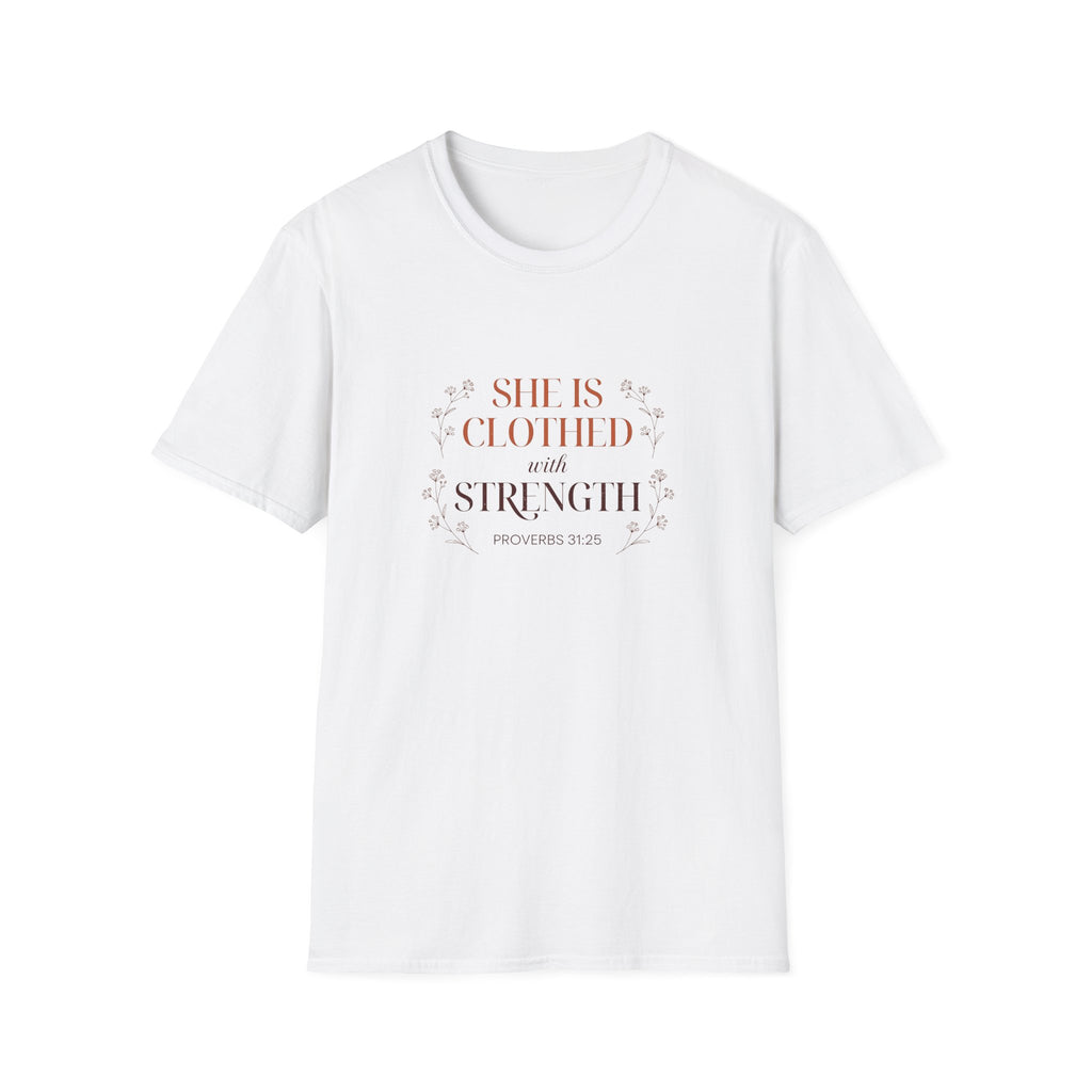 She Is Clothed With Strength — Classic Shirt | Proverbs 31:25 Women's Christian Apparel