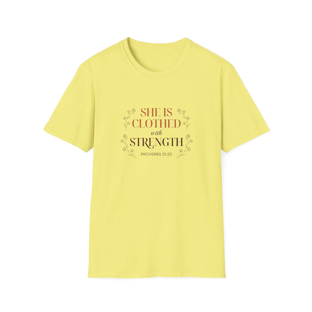 She Is Clothed With Strength — Classic Shirt | Proverbs 31:25 Women's Christian Apparel