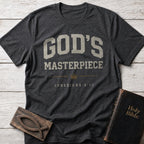 God's Masterpiece Christian t-shirt in Dark Heather Grey — Ephesians 2:10