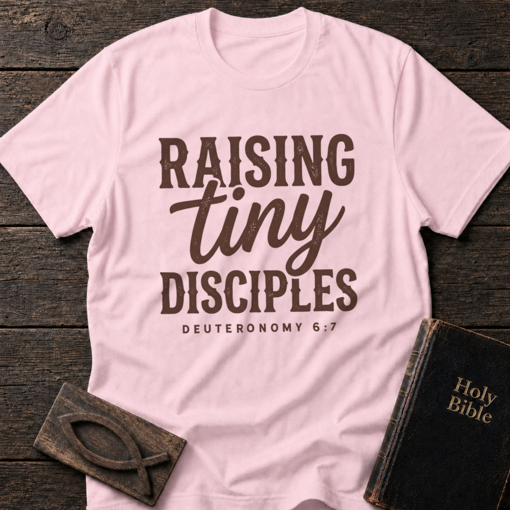 Raising Tiny Disciples Christian t-shirt in Light Pink — Christian Mom