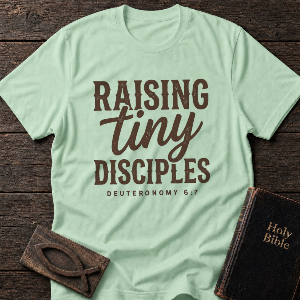 Raising Tiny Disciples Christian t-shirt in Mint Green — Christian Mom