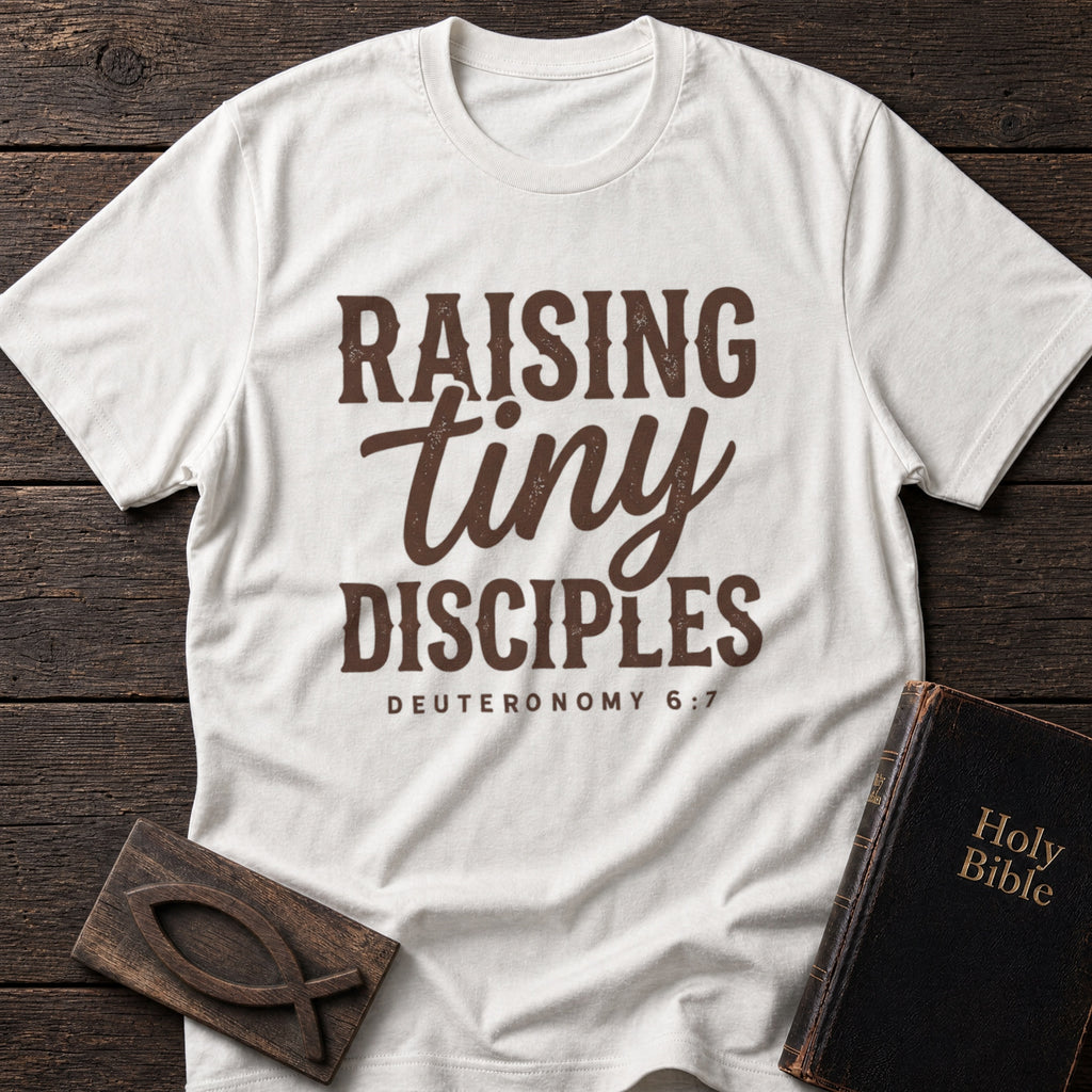 Raising Tiny Disciples Christian t-shirt in White — Christian Mom