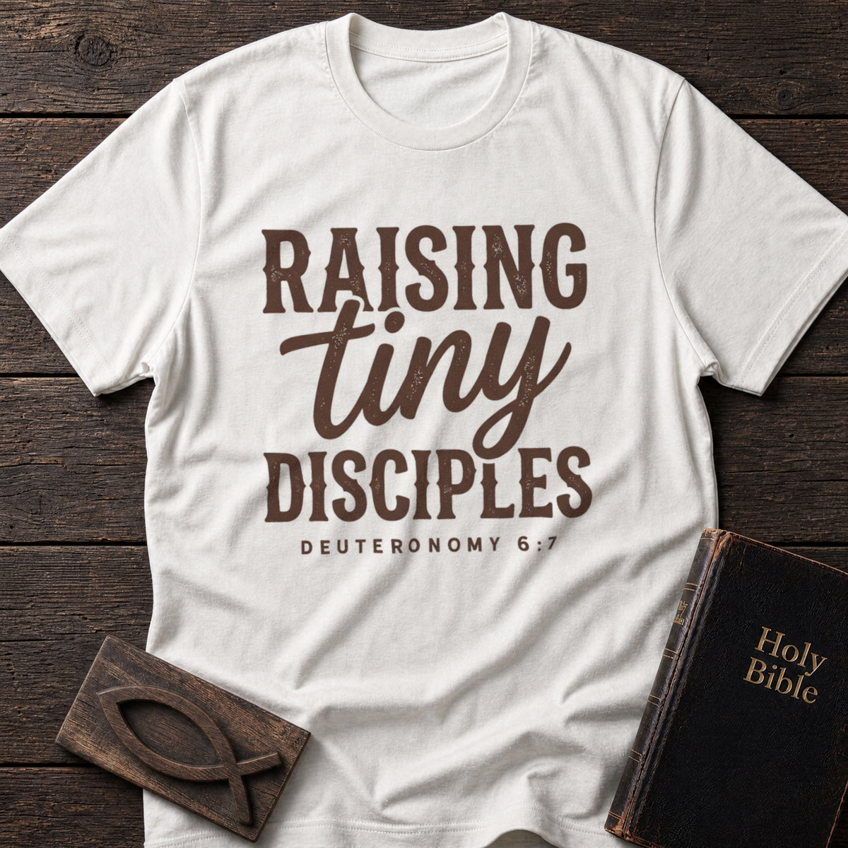 Raising Tiny Disciples Christian t-shirt in White — Christian Mom