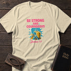 Be Strong and Courageous Knight Christian t-shirt in Natural — Joshua 1:9 Youth