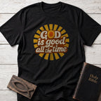 God Is Good All the Time Christian t-shirt in Black — Retro