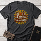 God Is Good All the Time Christian t-shirt in Dark Heather Grey — Retro
