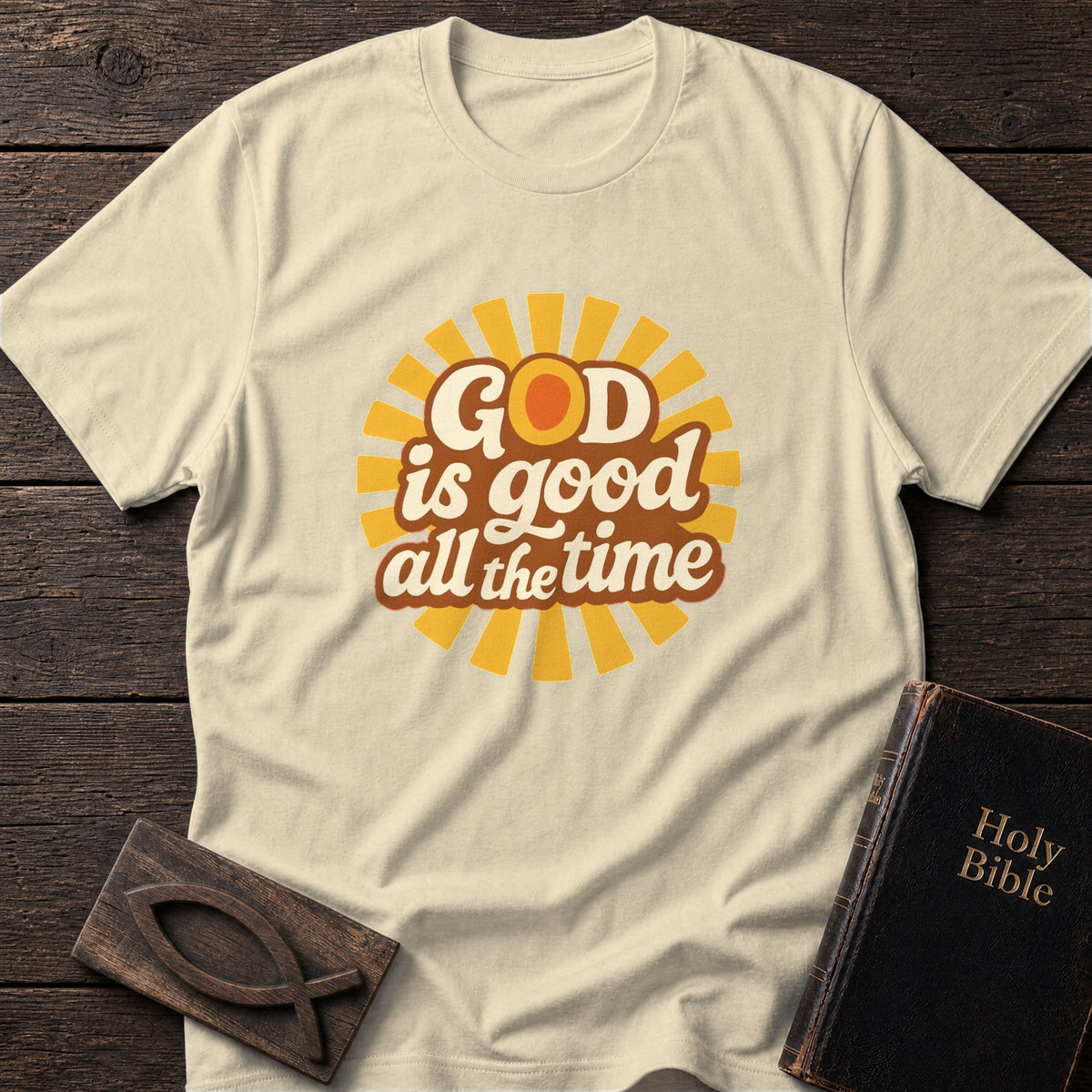 God Is Good All the Time Christian t-shirt in Natural — Retro