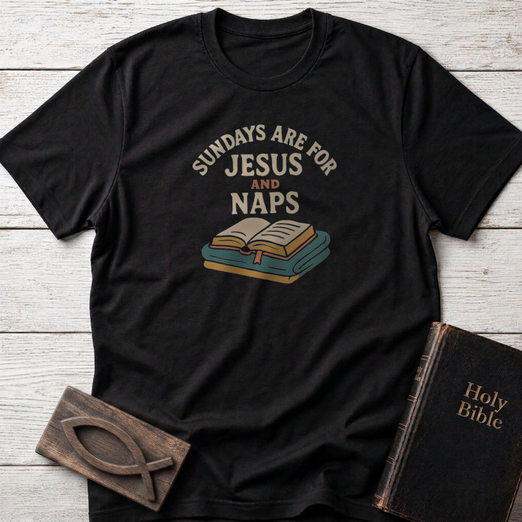 Sundays Are for Jesus and Naps Christian t-shirt in Black