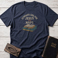 Sundays Are for Jesus and Naps Christian t-shirt in Heather Navy