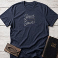 Jesus Saves Christian t-shirt in Heather Navy